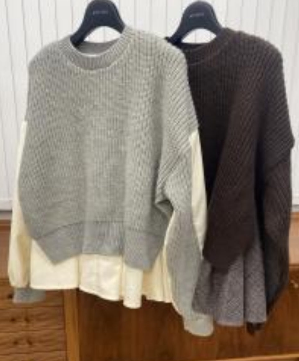 BW15 (預購12月)【Willfully】volume combination box pleats knit