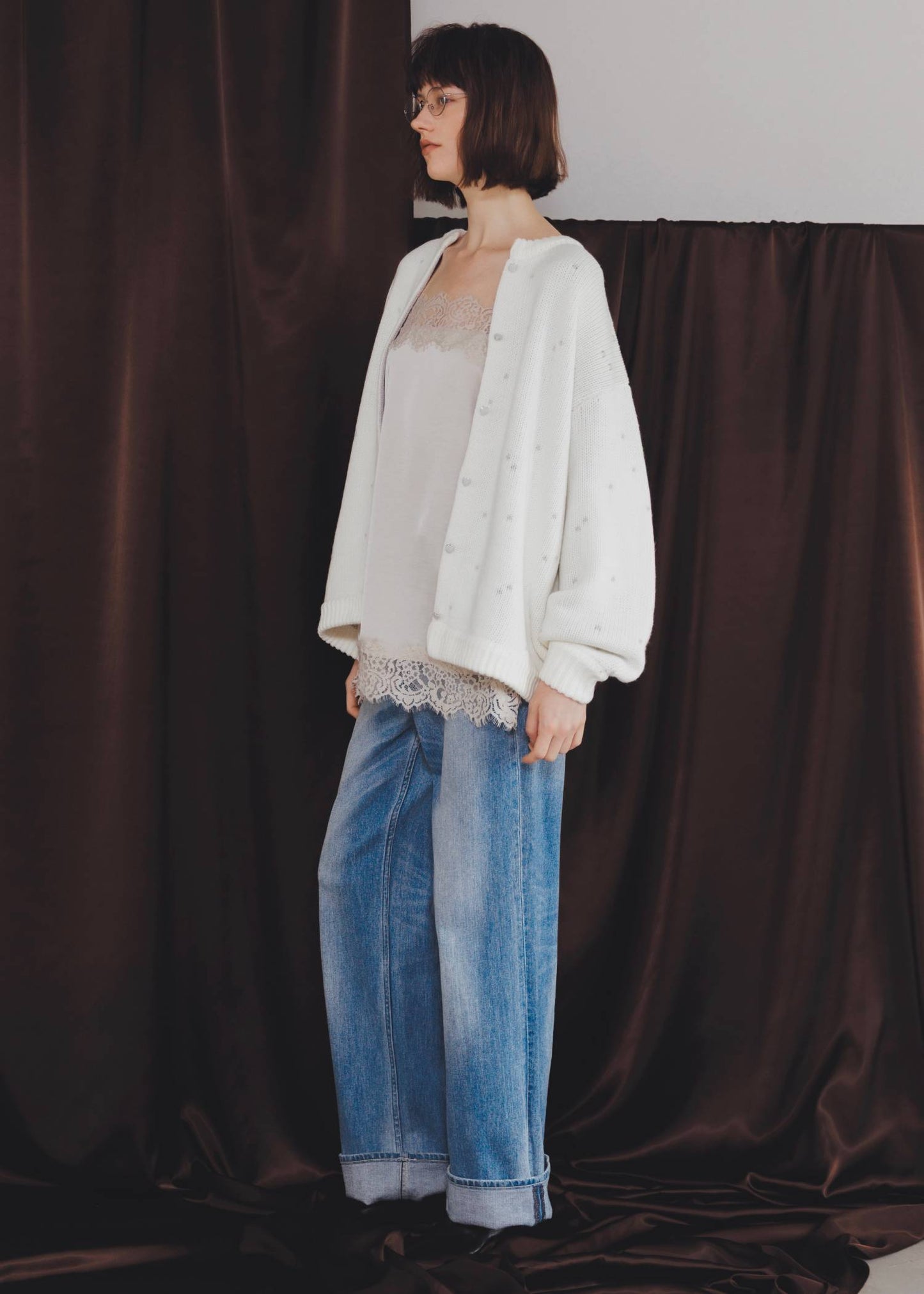 BW06 （預購10月）【Willfully】long heart dot jacquard reversible knit (コピー)