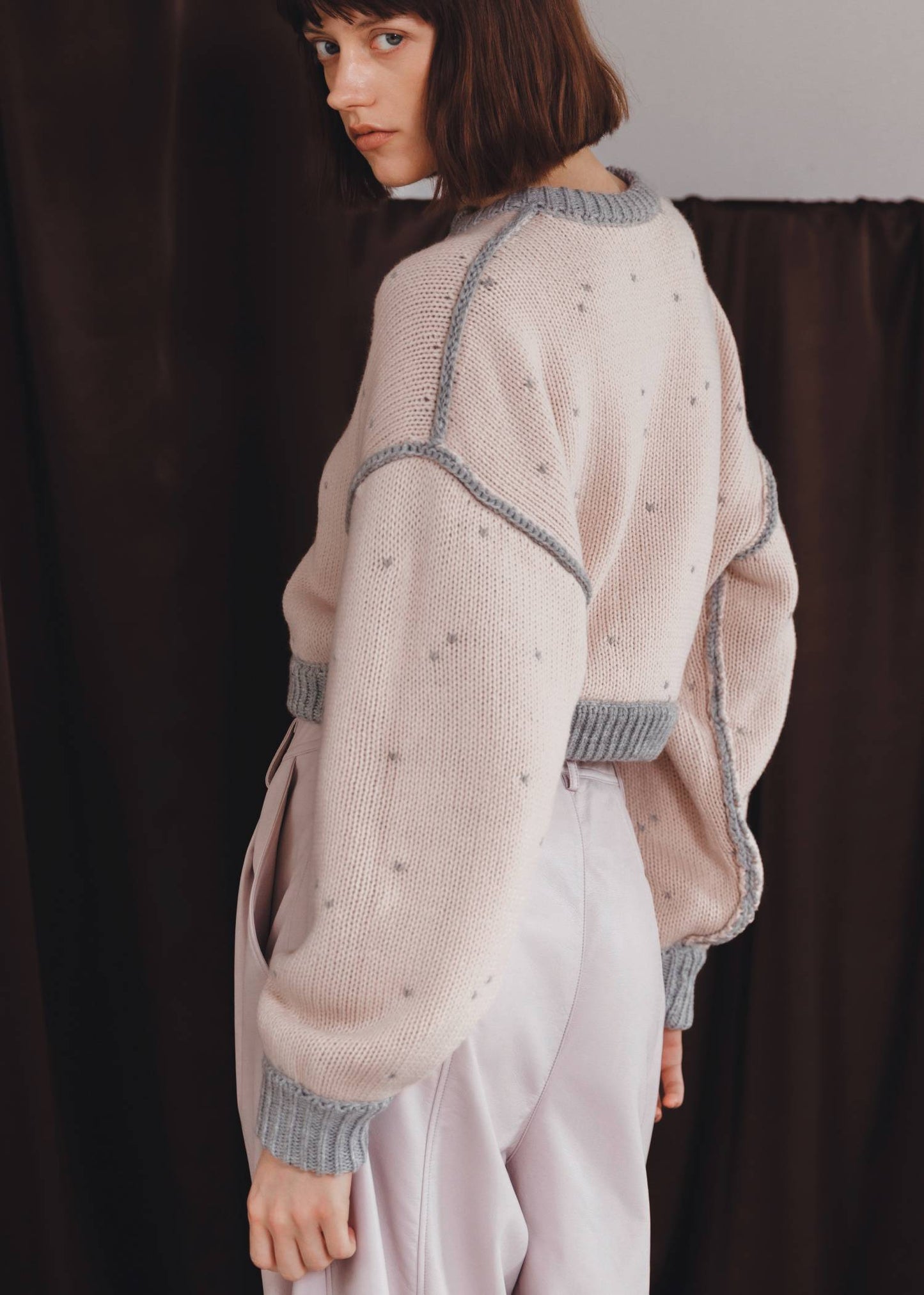 BW05 （預購10月）【Willfully】short heart dot jacquard reversible knit