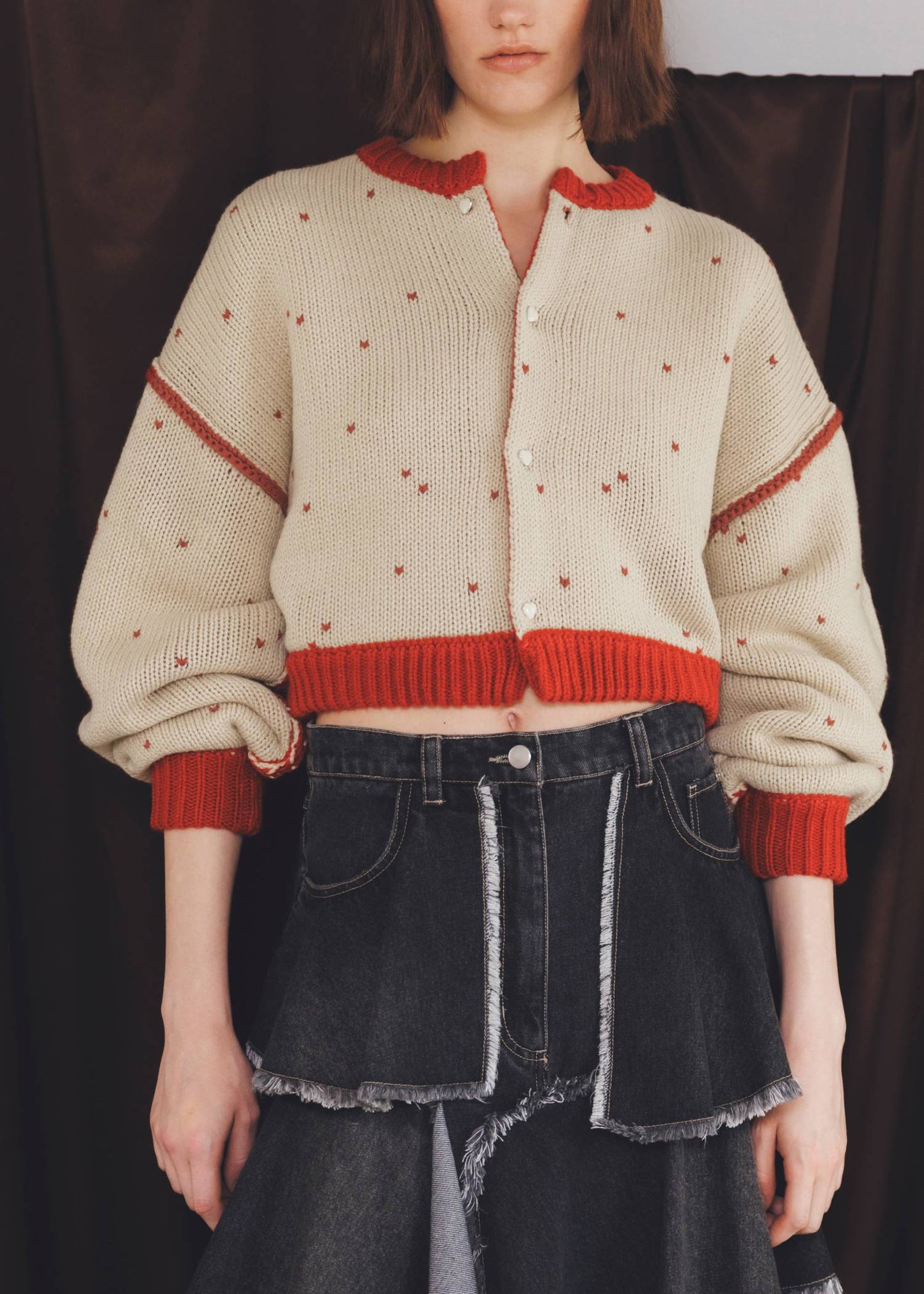 BW05 （預購10月）【Willfully】short heart dot jacquard reversible knit