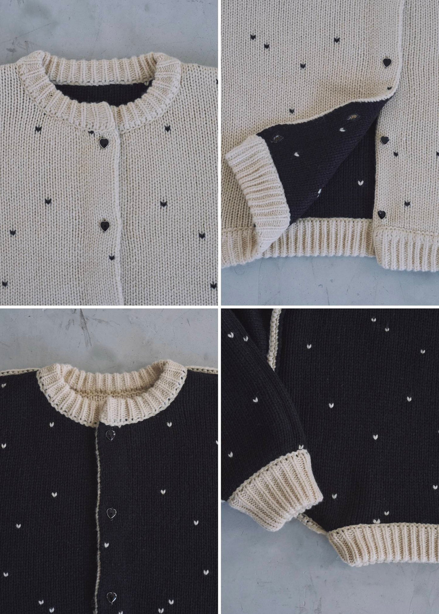 BW05 （預購10月）【Willfully】short heart dot jacquard reversible knit