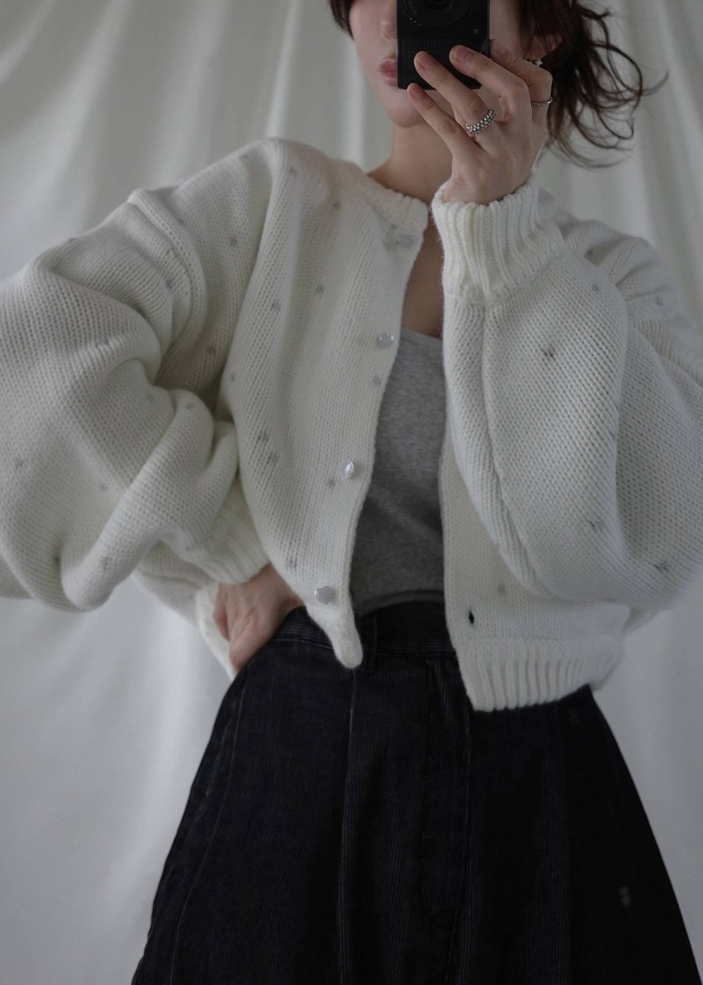 BW05 （預購10月）【Willfully】short heart dot jacquard reversible knit