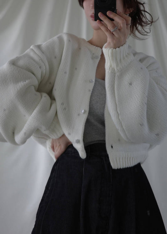 BW05 （預購10月）【Willfully】short heart dot jacquard reversible knit