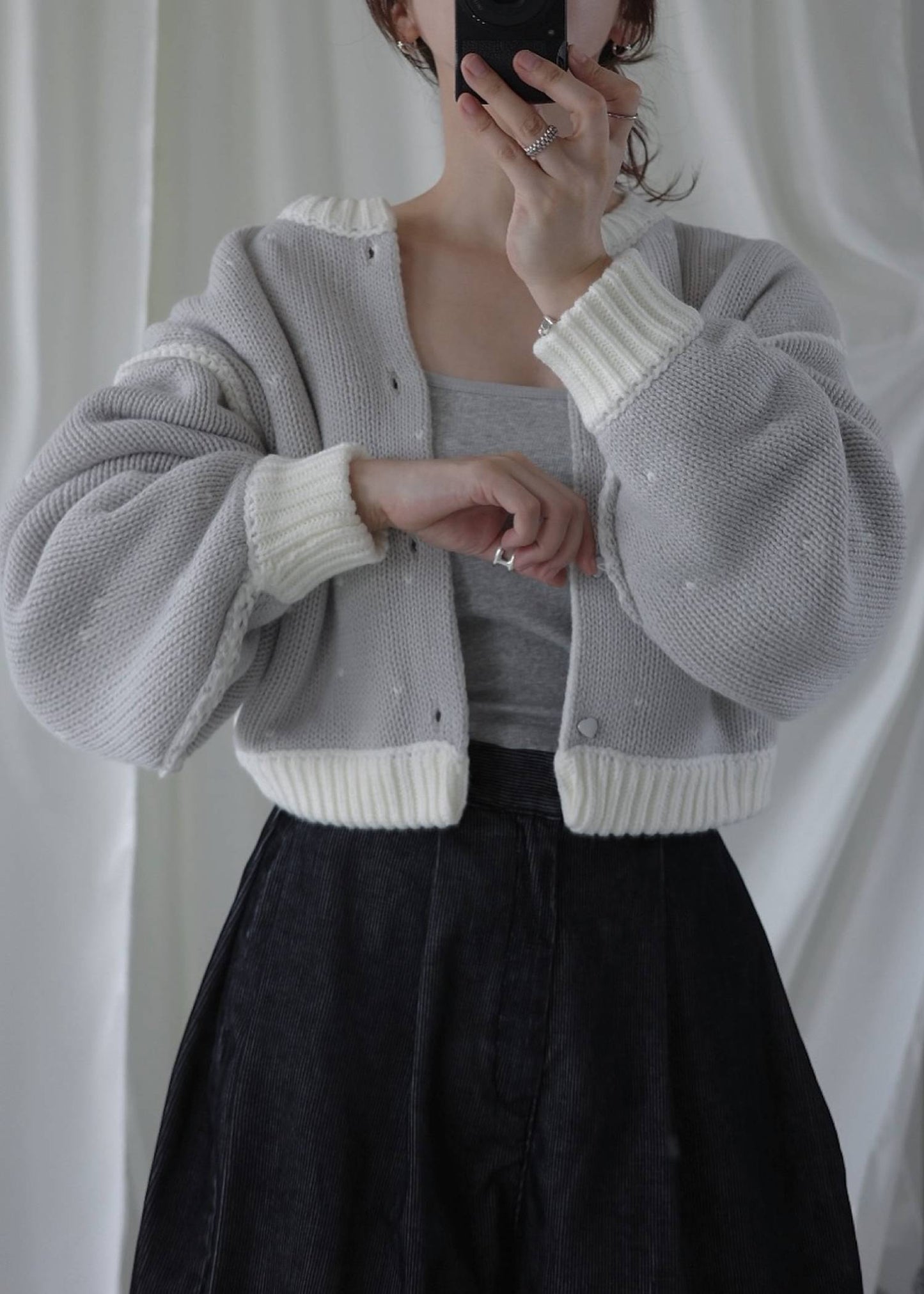 BW05 （預購10月）【Willfully】short heart dot jacquard reversible knit