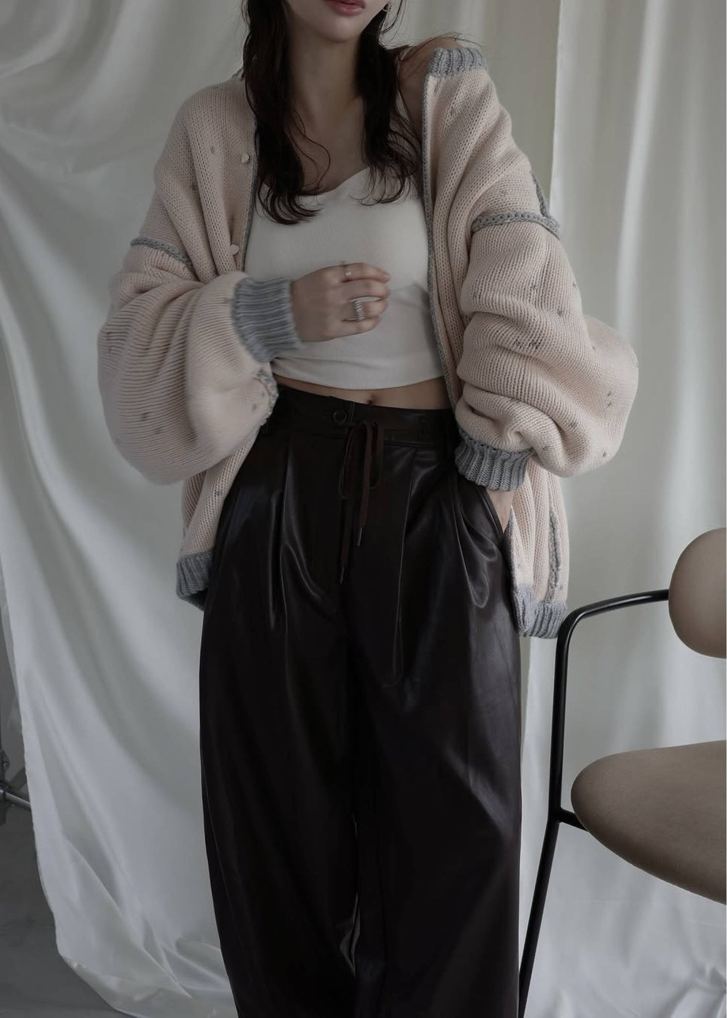 BW06 （預購10月）【Willfully】long heart dot jacquard reversible knit (コピー)