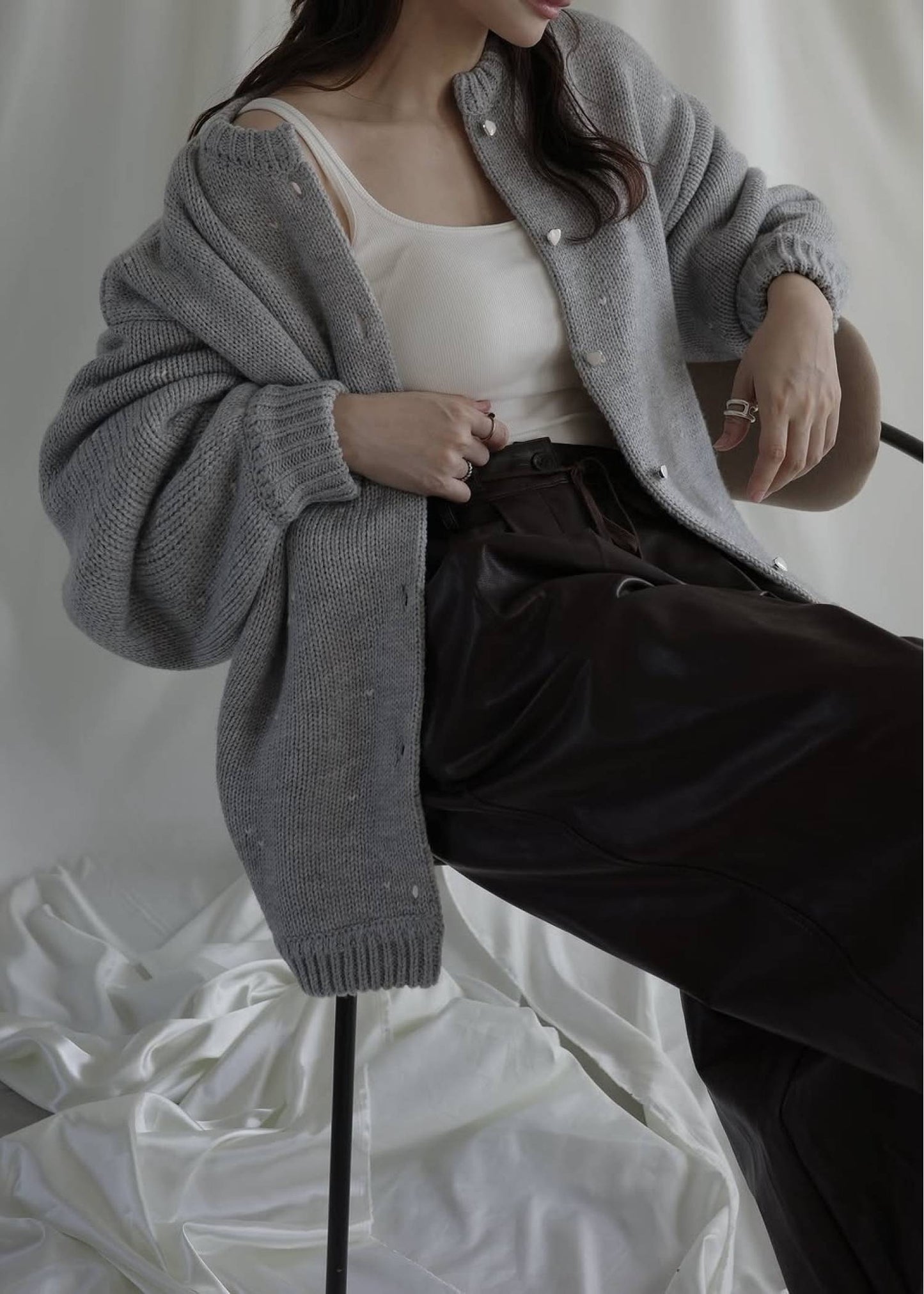BW06 （預購10月）【Willfully】long heart dot jacquard reversible knit (コピー)