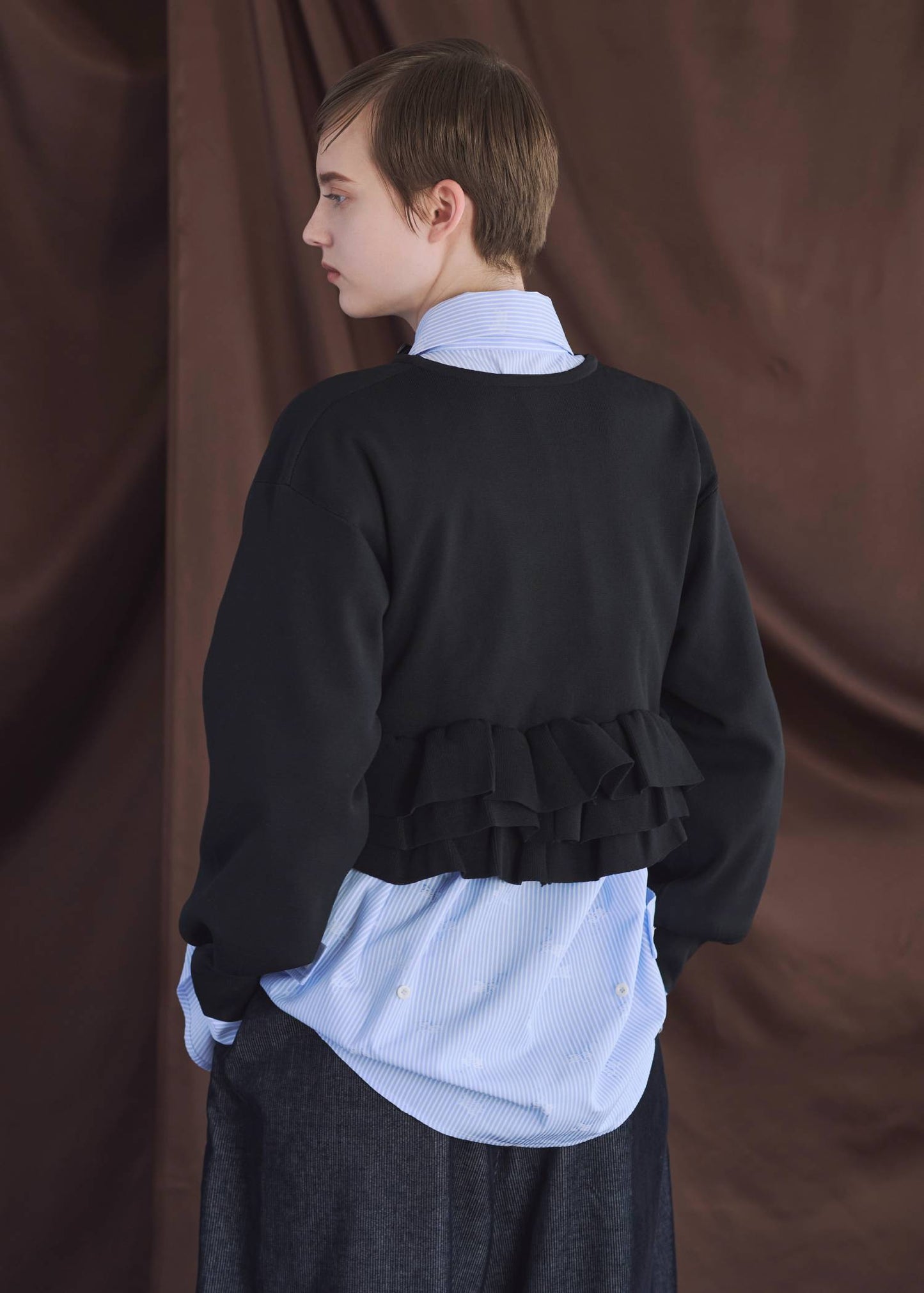 BM32 （預購8月）【Willfully】hem ruffle frill knit cardigan