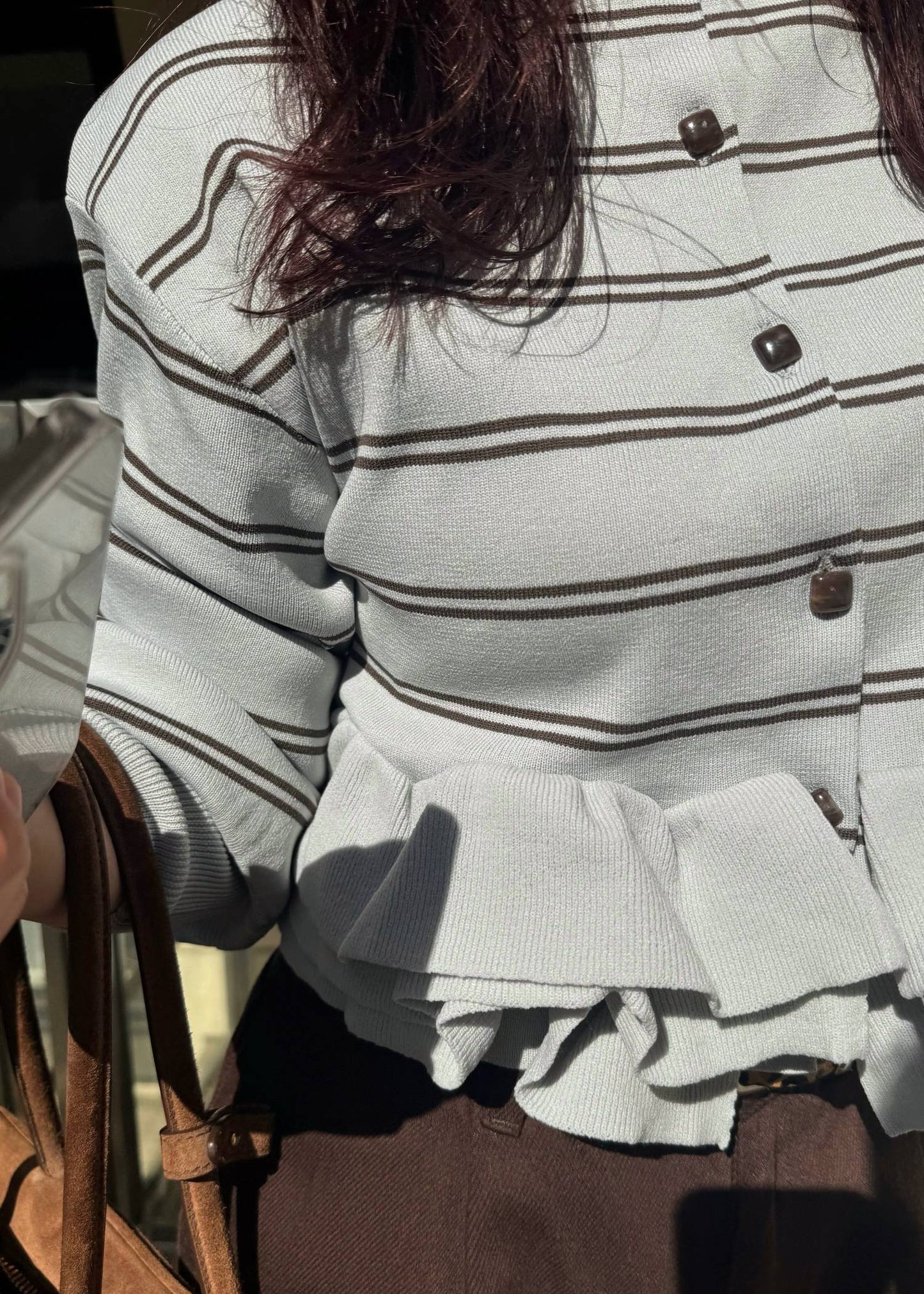 BM32 （預購8月）【Willfully】hem ruffle frill knit cardigan