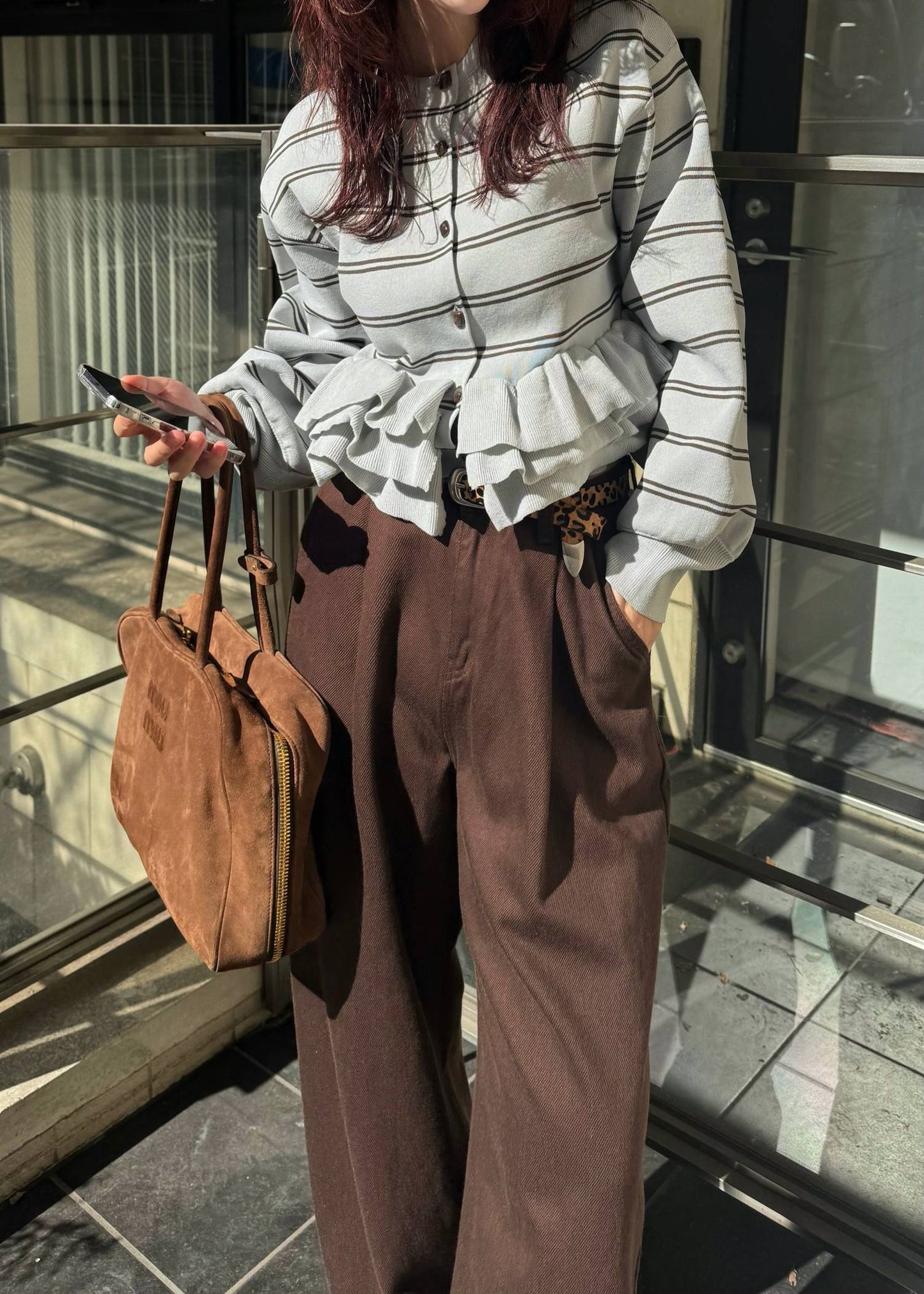 BM32 （預購8月）【Willfully】hem ruffle frill knit cardigan