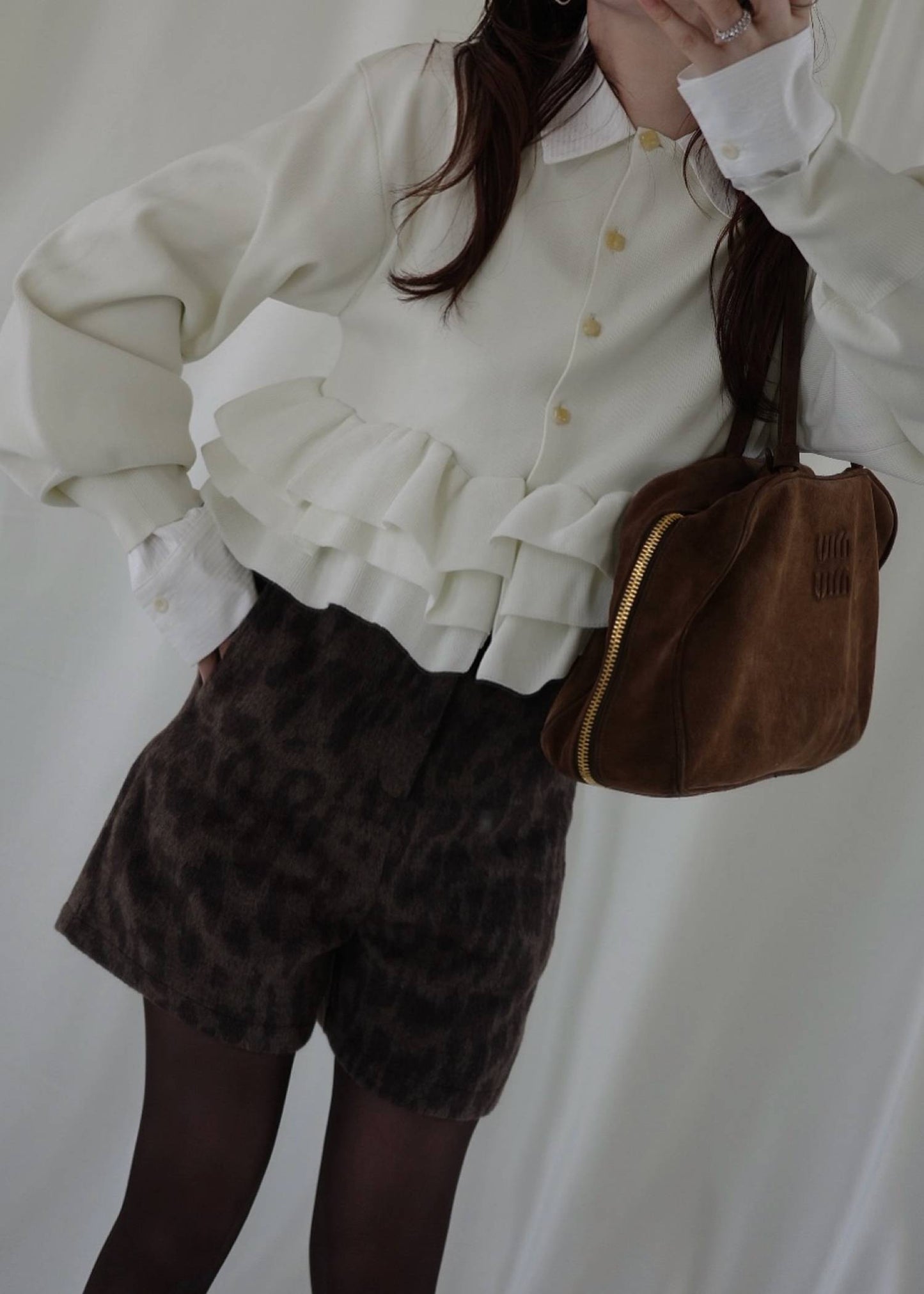 BM32 （預購8月）【Willfully】hem ruffle frill knit cardigan