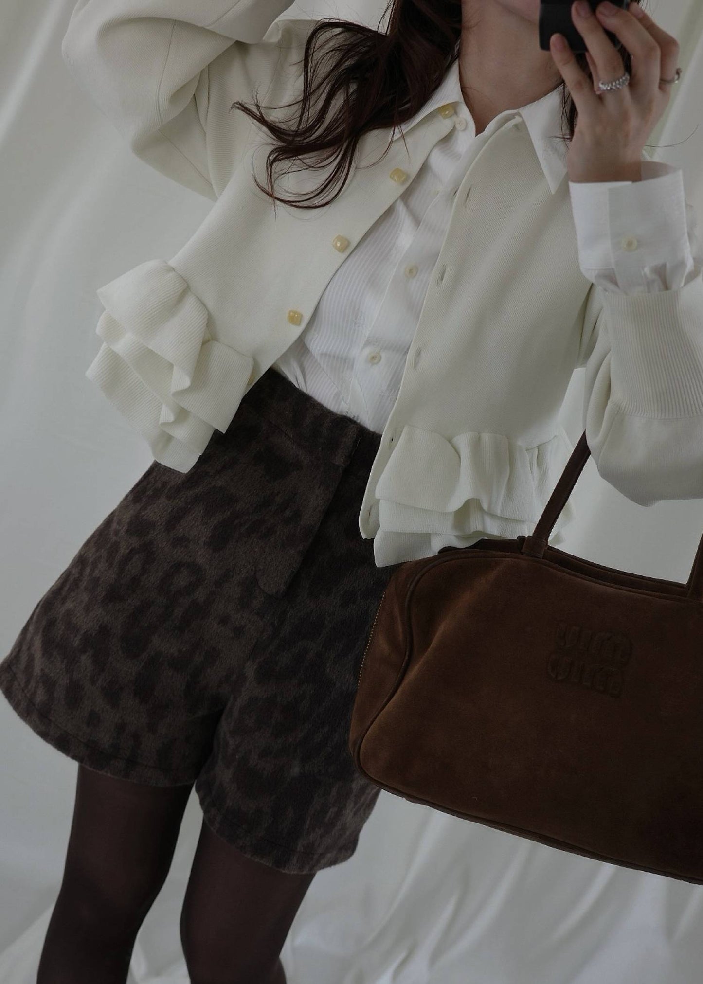 BM32 （預購8月）【Willfully】hem ruffle frill knit cardigan