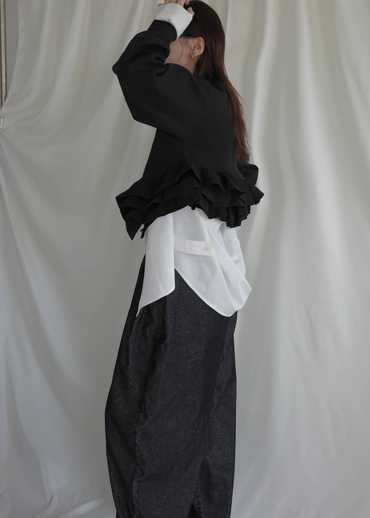 BM32 （預購8月）【Willfully】hem ruffle frill knit cardigan