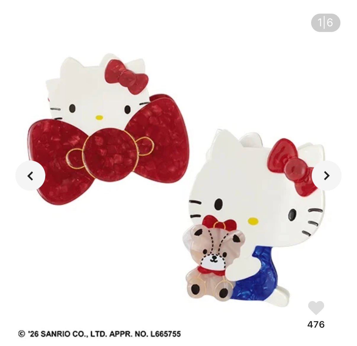 NE20 【Hello Kitty】（預購8月底）Cosme Kitchen 聯名精緻髮夾 - 抱熊熊