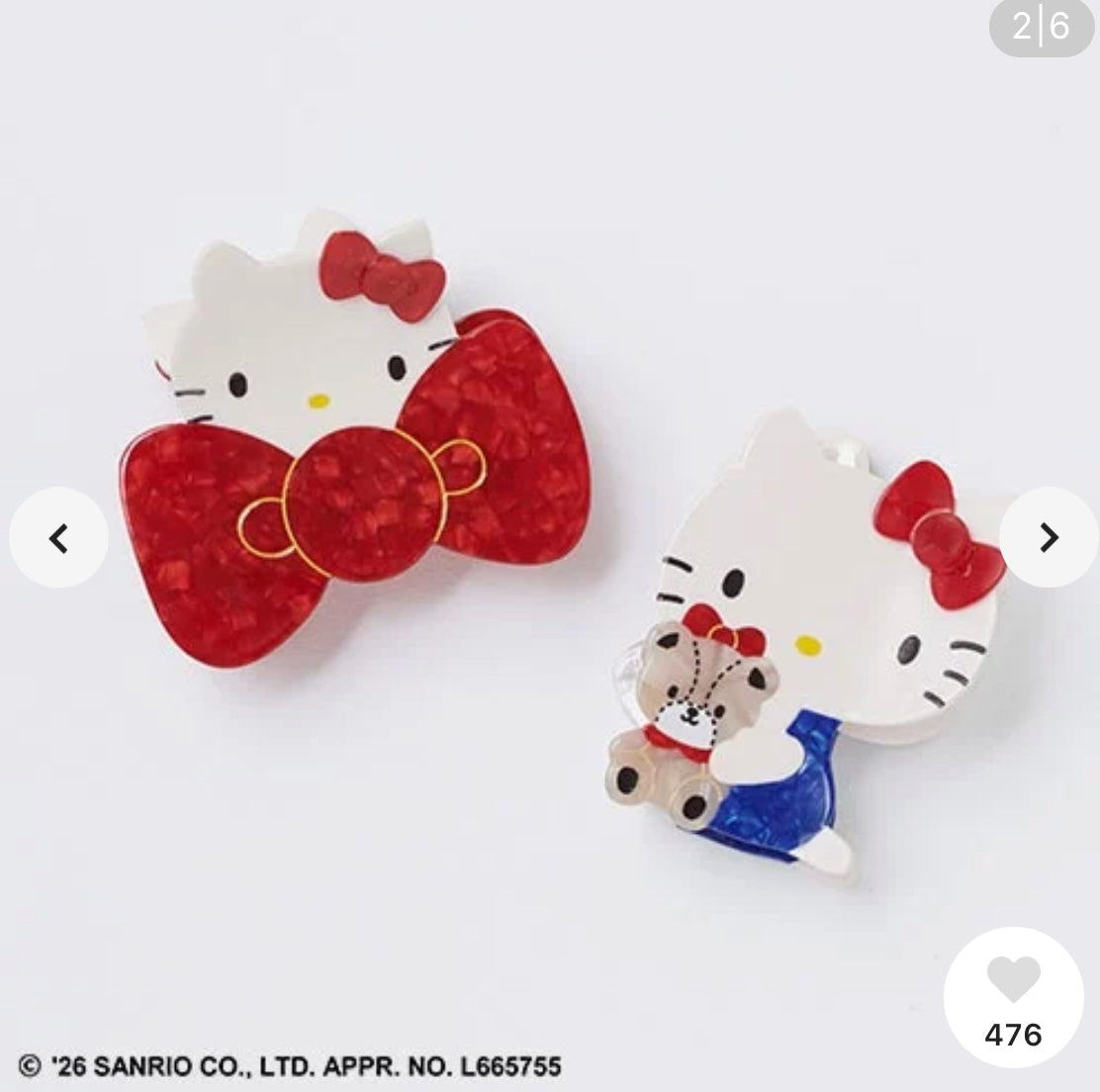 NE20 【Hello Kitty】（預購8月底）Cosme Kitchen 聯名精緻髮夾 - 抱熊熊