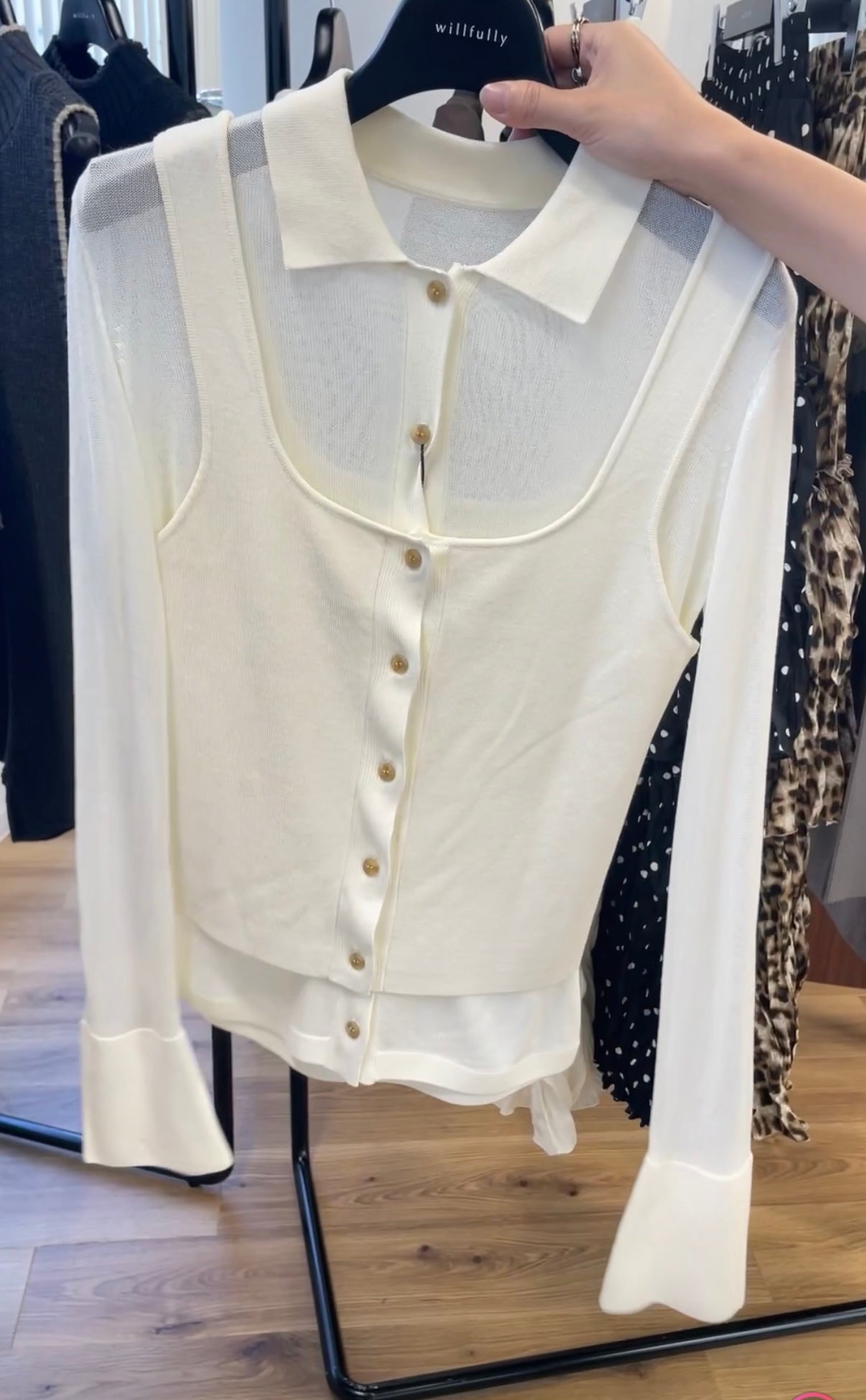 BW01 （預購9月）【Willfully】shirt collar & tank knit ensemble