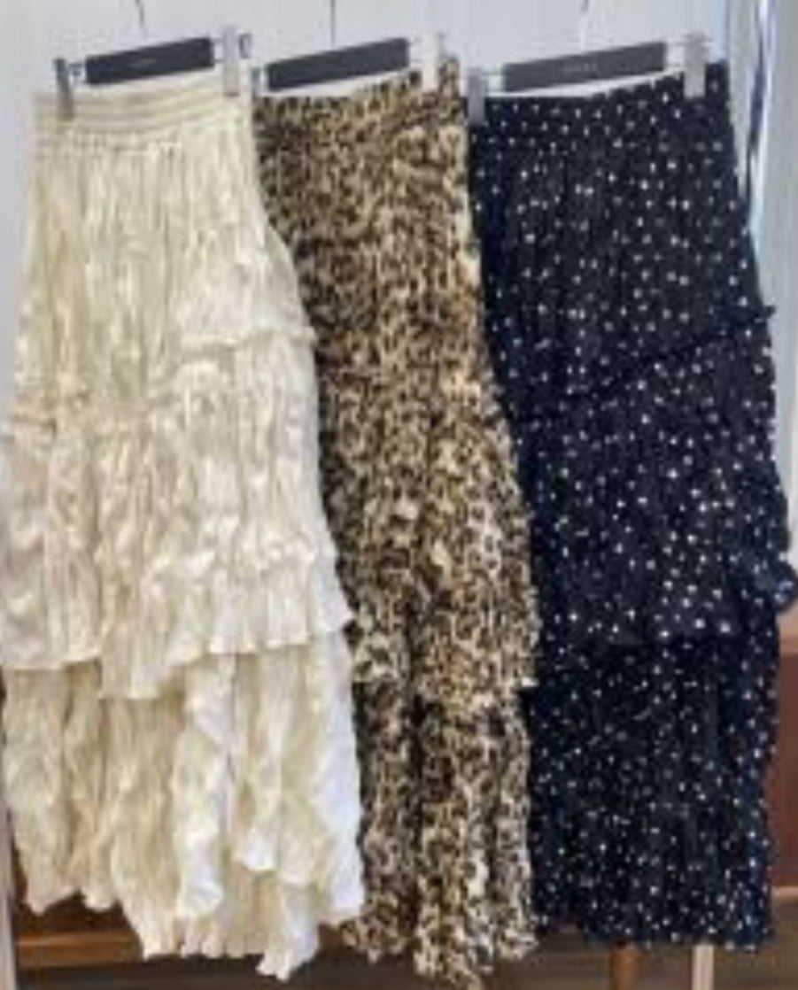BW09 （預購10月）【Willfully】random tiered crinkle maxi SK