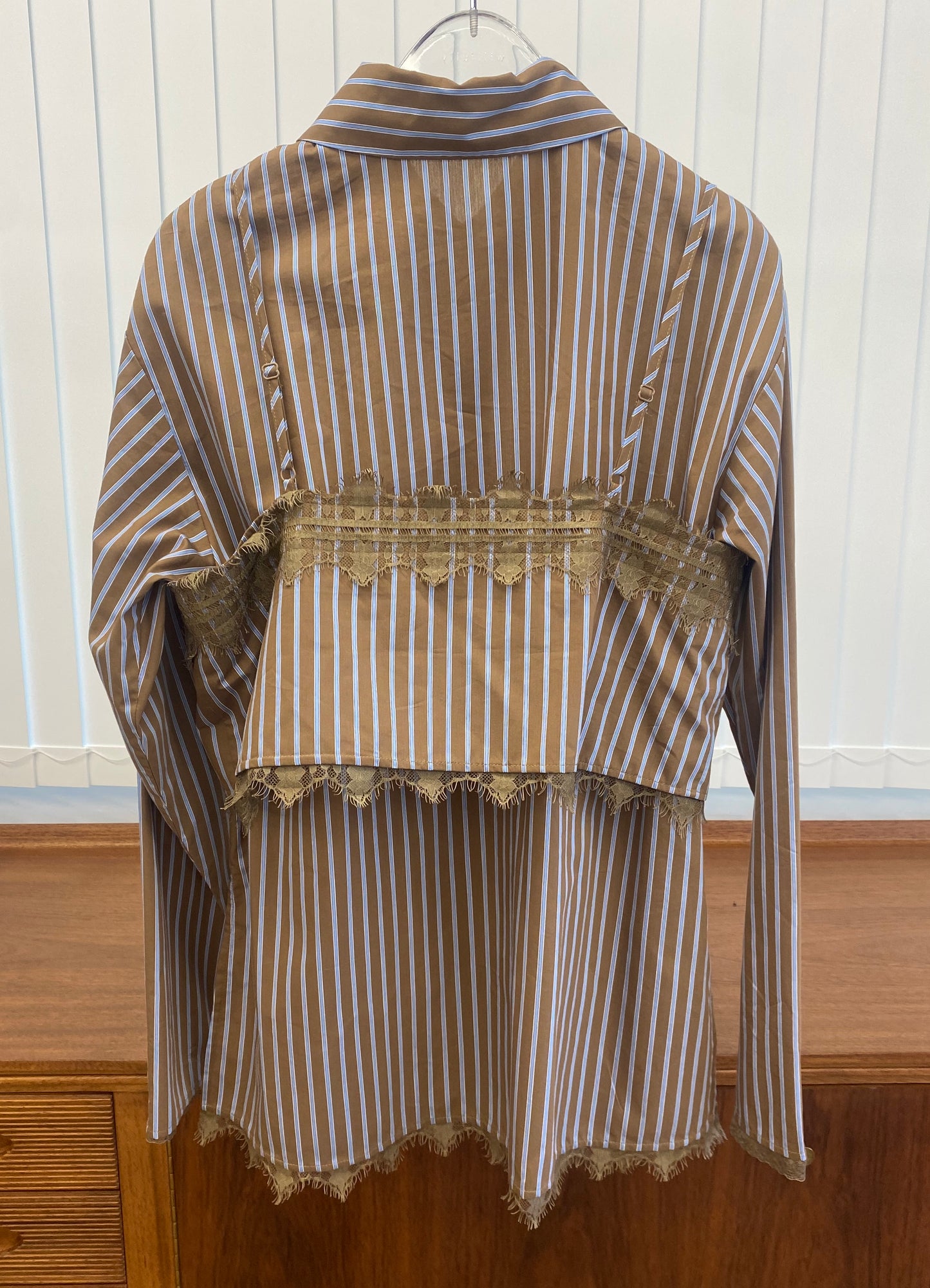 BW08 （預購10月）【Willfully】hem lace stripe bustier set SH