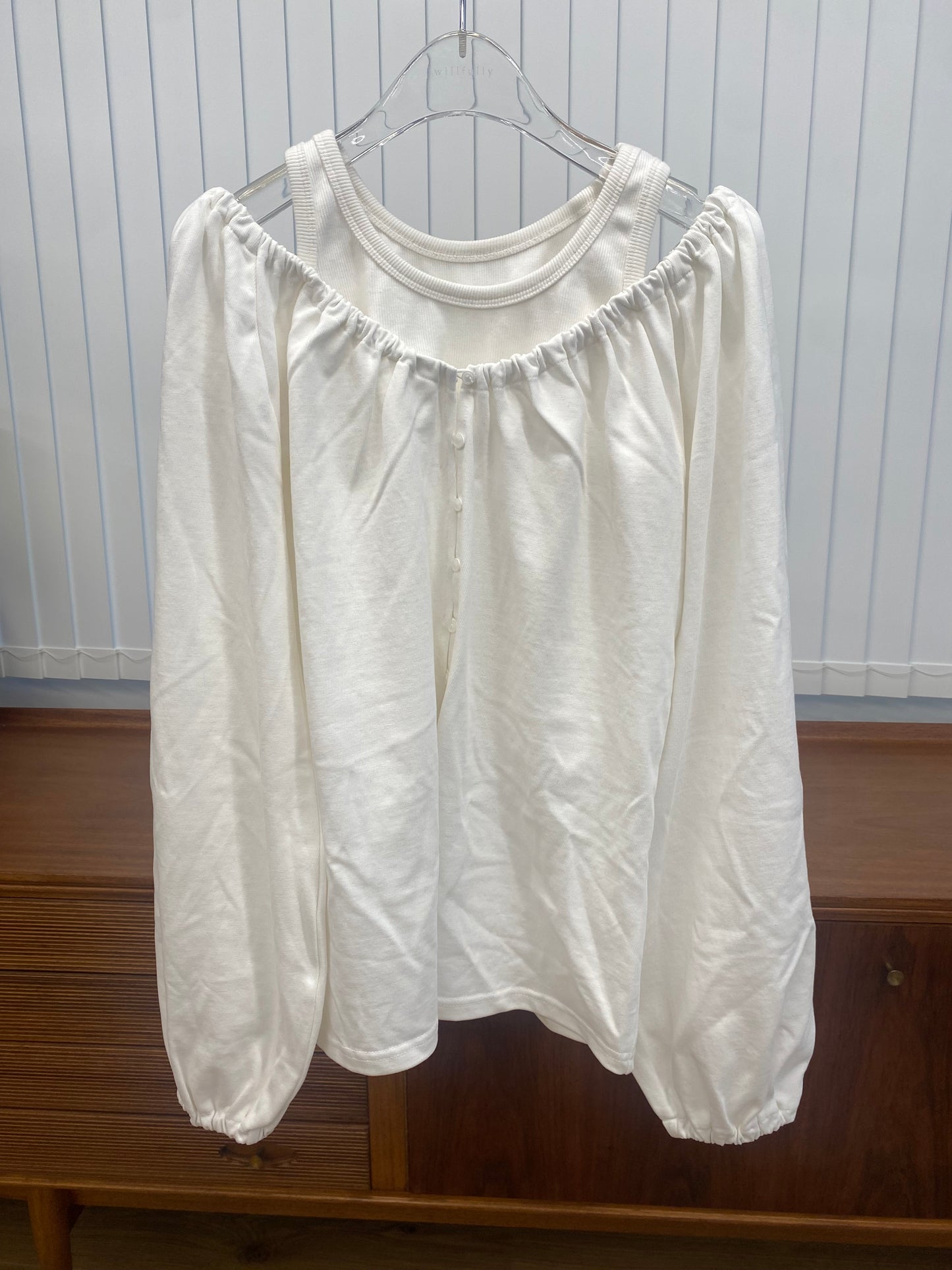 BW03 （預購9月）【Willfully】rib tank layered off shoulder tops