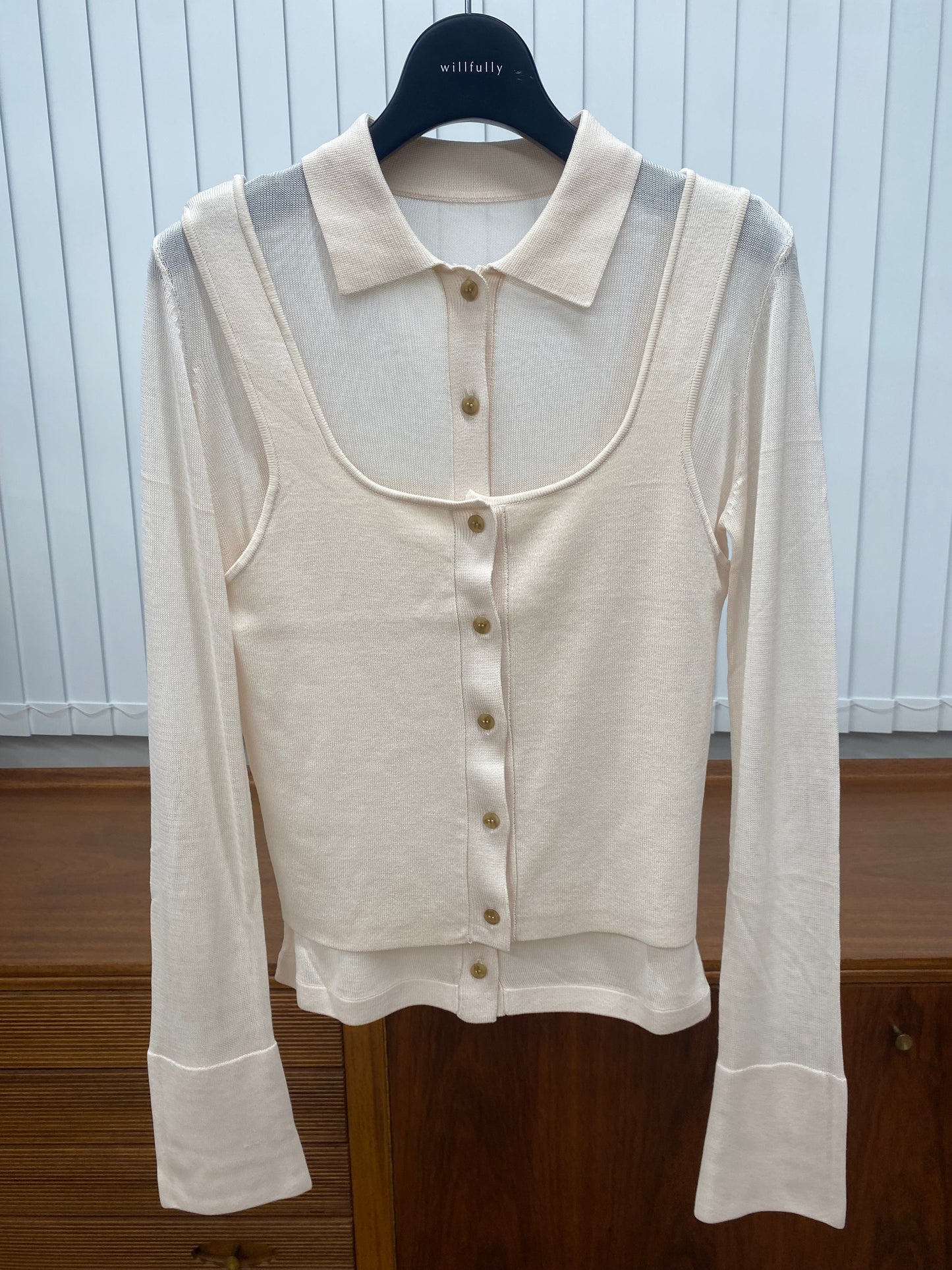 BW01 （預購9月）【Willfully】shirt collar & tank knit ensemble
