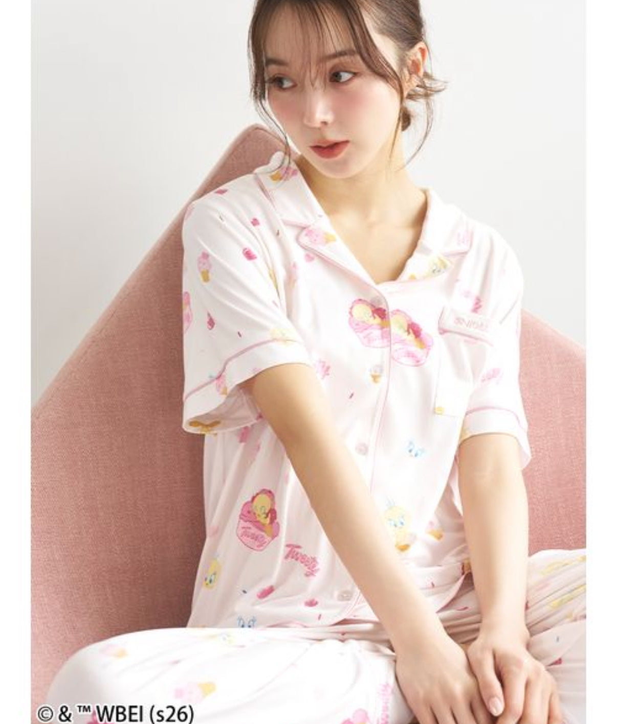 NE45【網路限定】 Tweety  x SNIDEL HOME 開襟襯衫+長褲套組